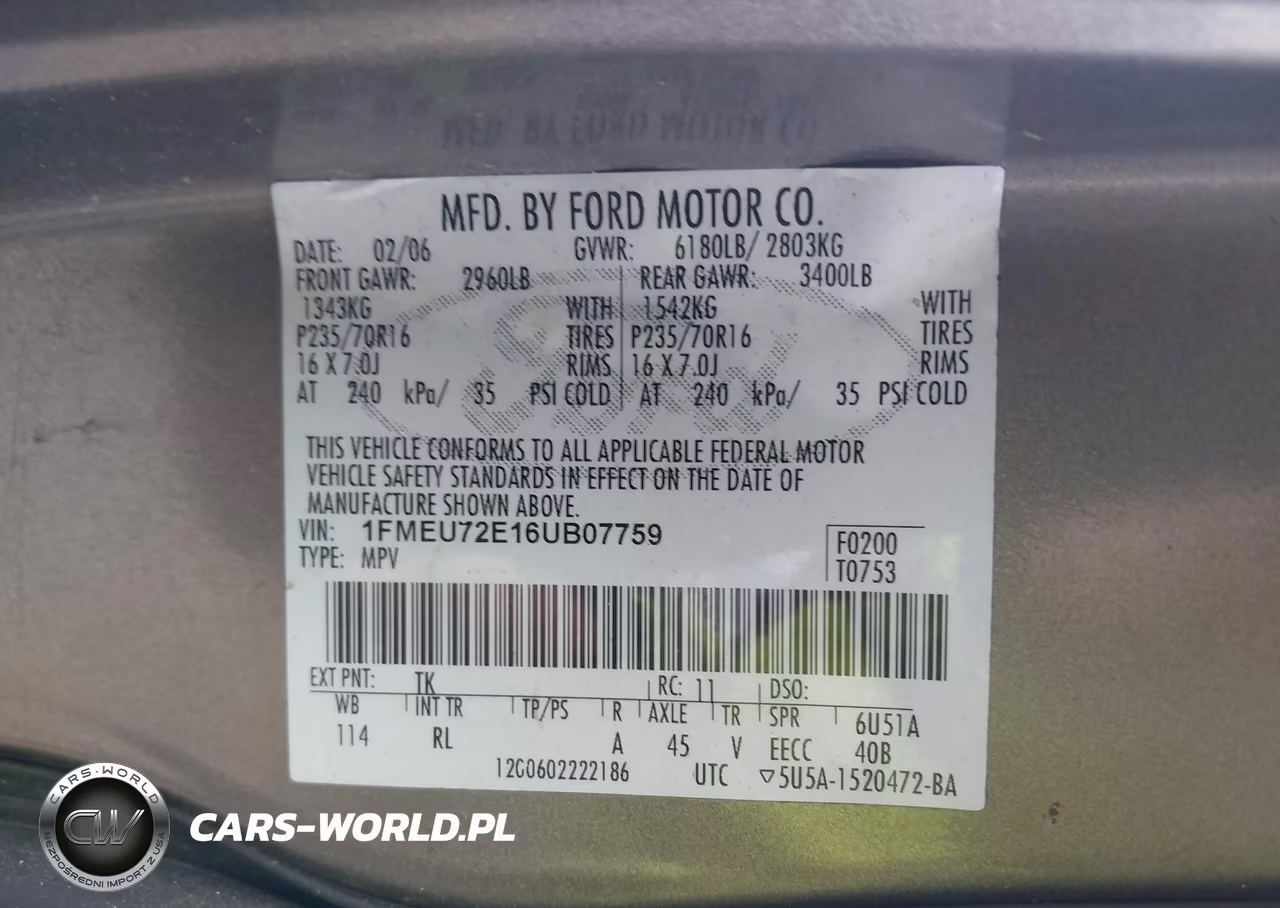 2006 Ford Explorer Xls VIN:1FMEU72E16UB07759 - 9