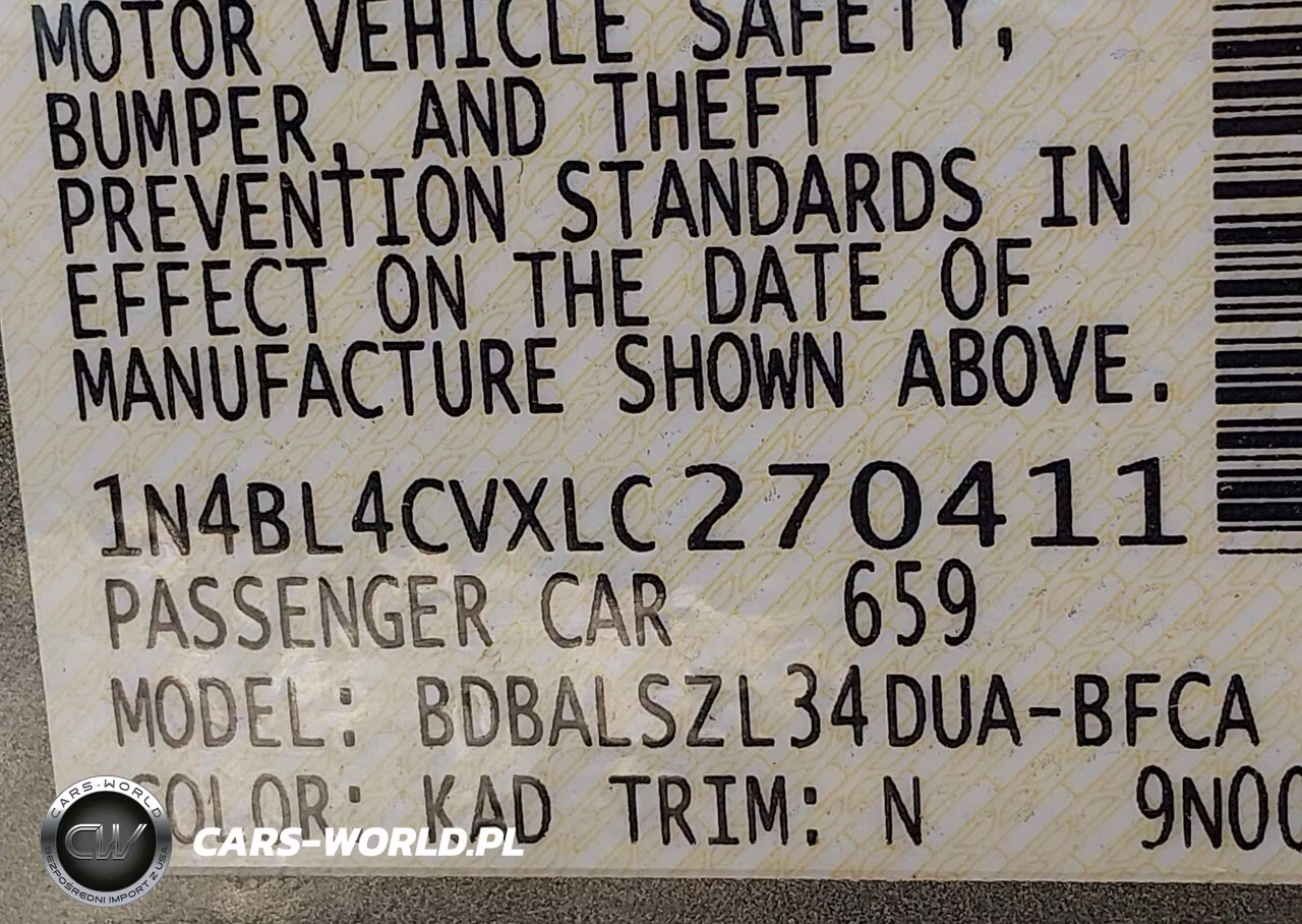 2020 Nissan Altima Sr Fwd VIN:1N4BL4CVXLC270411 - 9