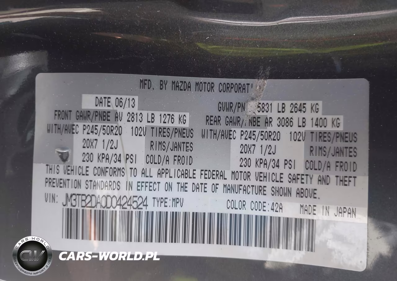 2013 Mazda Cx-9 Grand Touring VIN:JM3TB2DA0D0424524 - 9