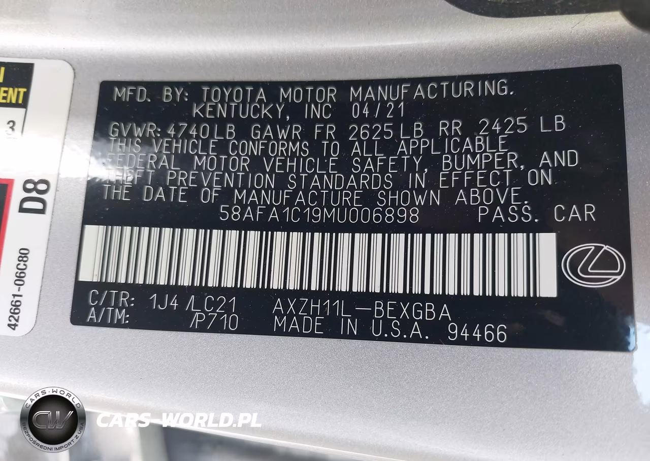 2021 Lexus Es 300H Ultra Luxury VIN:58AFA1C19MU006898 - 9
