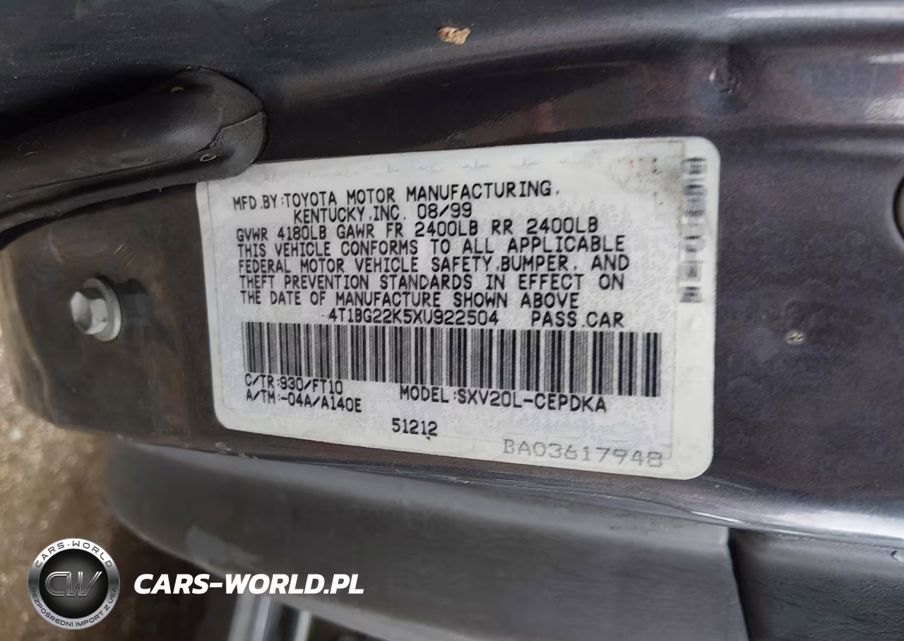 1999 Toyota Camry Ce VIN:4T1BG22K5XU922504 - 9