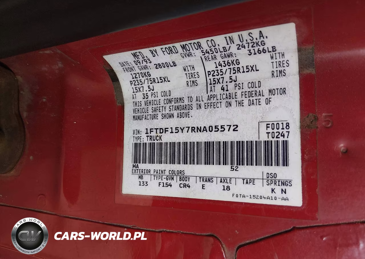 1994 Ford F150 VIN:1FTDF15Y7RNA05572 - 9