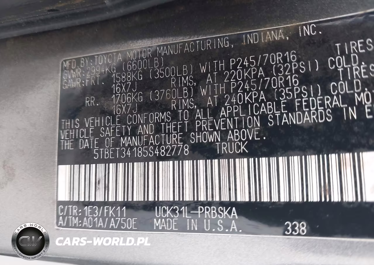 2005 Toyota Tundra Sr5 V8 VIN:5TBET34185S482778 - 9