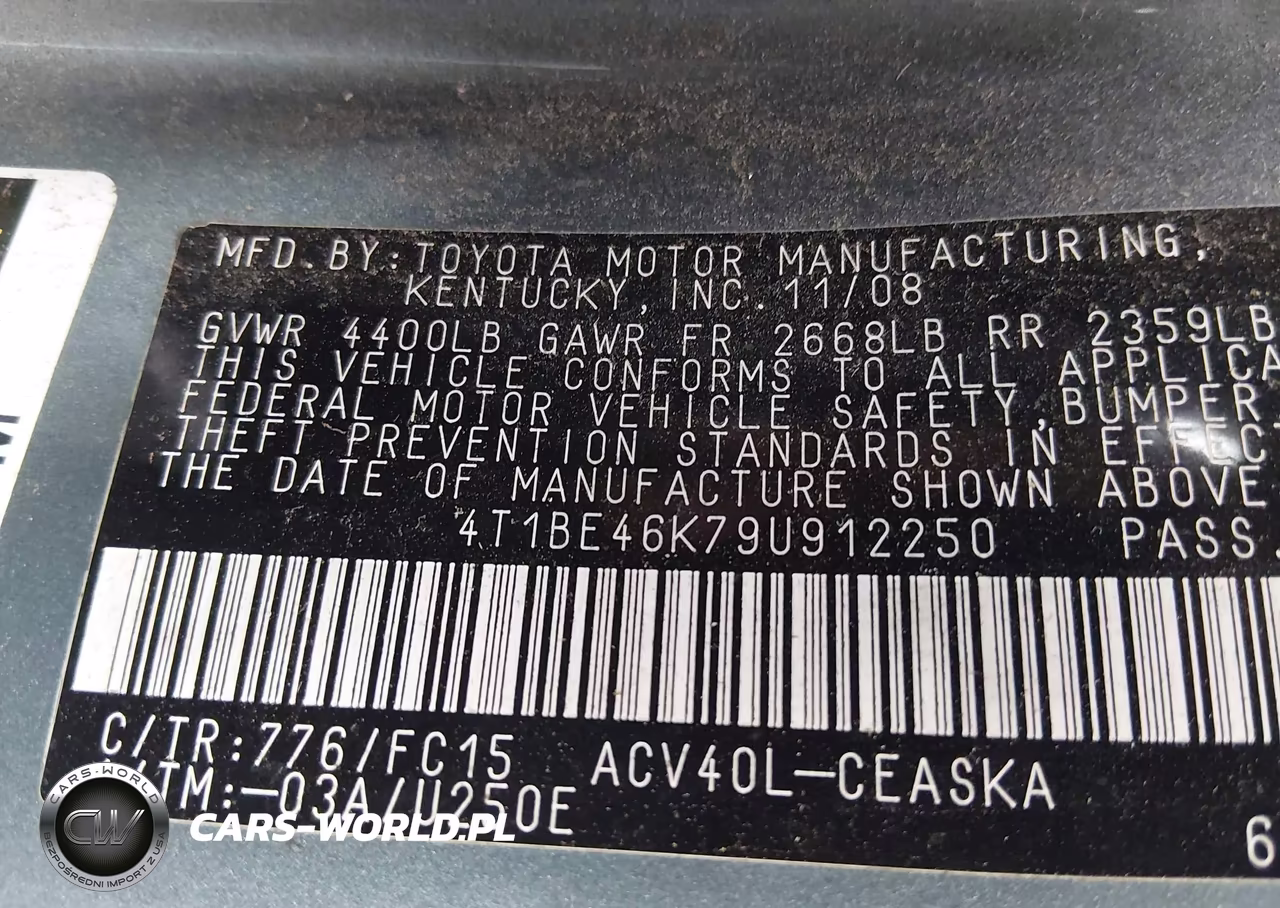 2009 Toyota Camry Se VIN:4T1BE46K79U912250 - 9