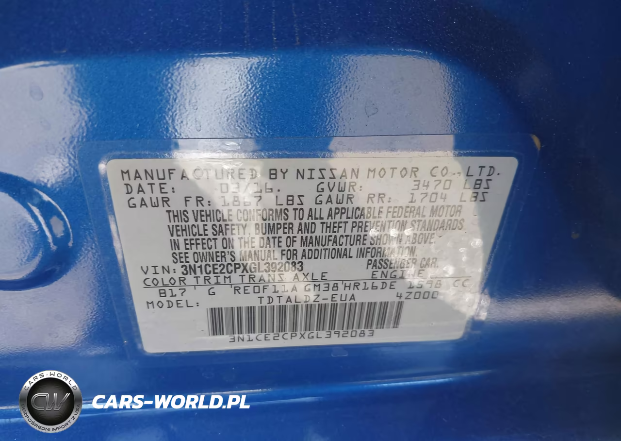 2016 Nissan Versa Note S (Sr)-S Plus-Sl-Sr-Sv VIN:3N1CE2CPXGL392083 - 9