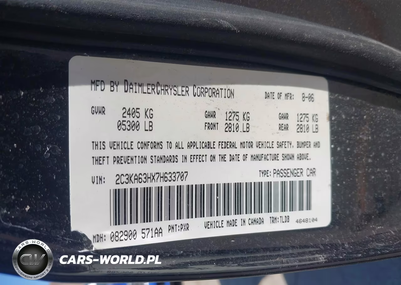 2007 Chrysler 300C VIN:2C3KA63HX7H633707 - 9