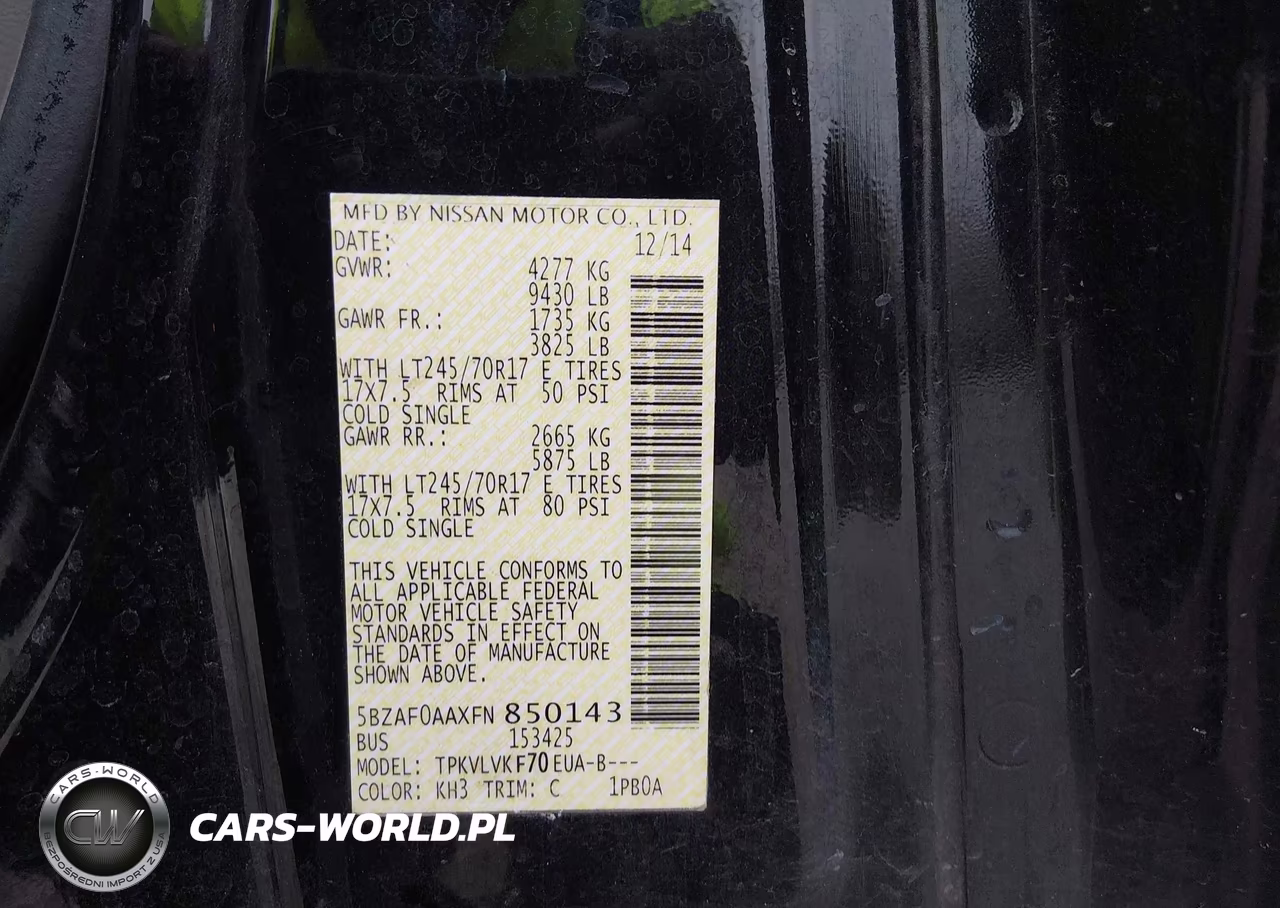2015 Nissan Nv Passenger Nv3500 Hd Sl V8 VIN:5BZAF0AAXFN850143 - 9