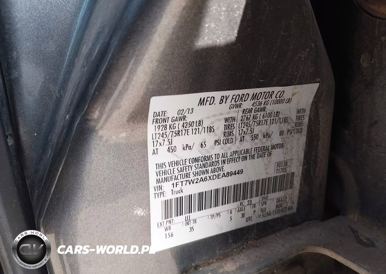 2013 Ford Super Duty F-250 Srw Xlt VIN:1FT7W2A6XDEA89449 - 9