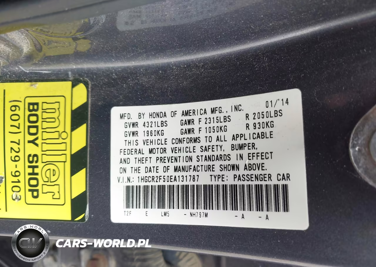 2014 Honda Accord Sport VIN:1HGCR2F50EA131787 - 9