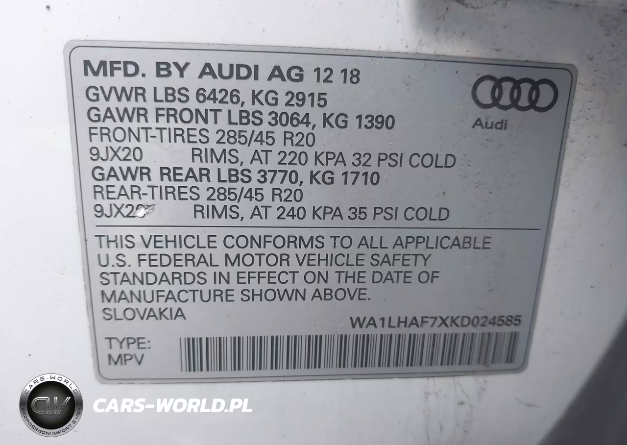 2019 Audi Q7 45 Premium-45 Se Premium VIN:WA1LHAF7XKD024585 - 18