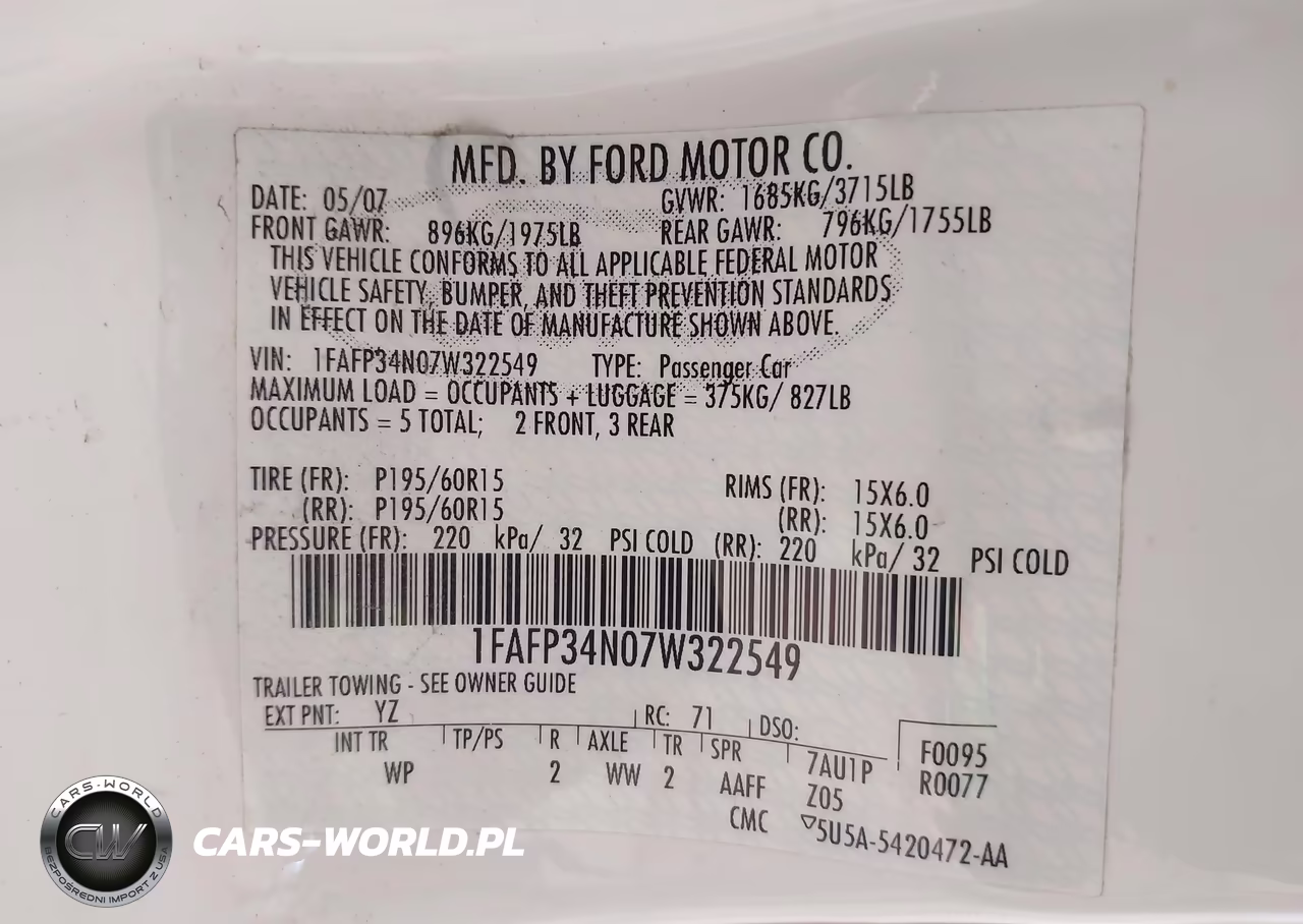 2007 Ford Focus S-Se-Ses VIN:1FAFP34N07W322549 - 9