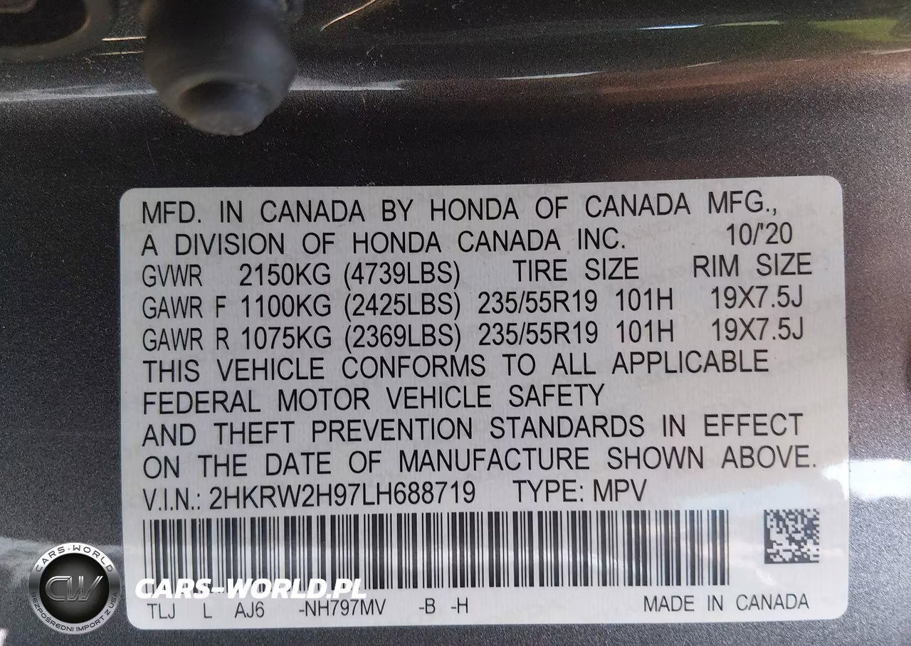 2020 Honda Cr-V Awd Touring VIN:2HKRW2H97LH688719 - 9