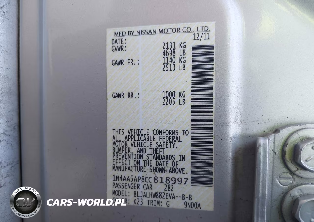 2012 Nissan Maxima 3.5 Sv VIN:1N4AA5AP8CC818997 - 9