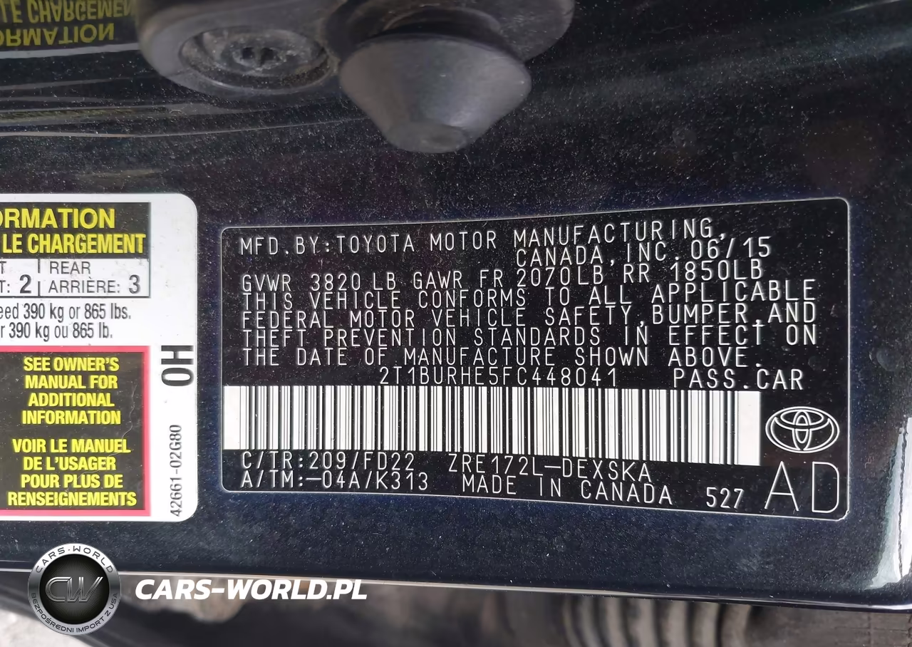 2015 Toyota Corolla S Plus VIN:2T1BURHE5FC448041 - 9