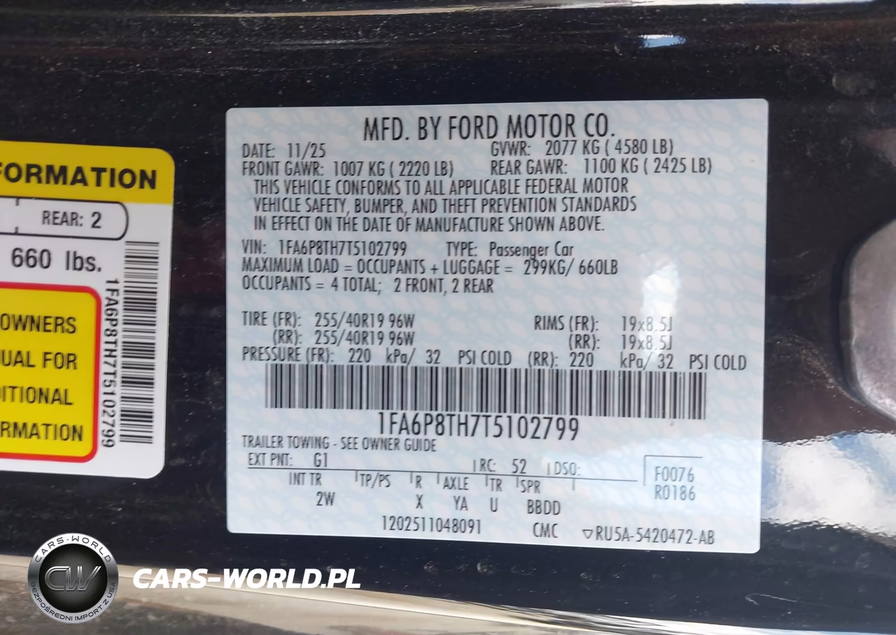 2026 Ford Mustang Ecoboost Fastback VIN:1FA6P8TH7T5102799 - 9