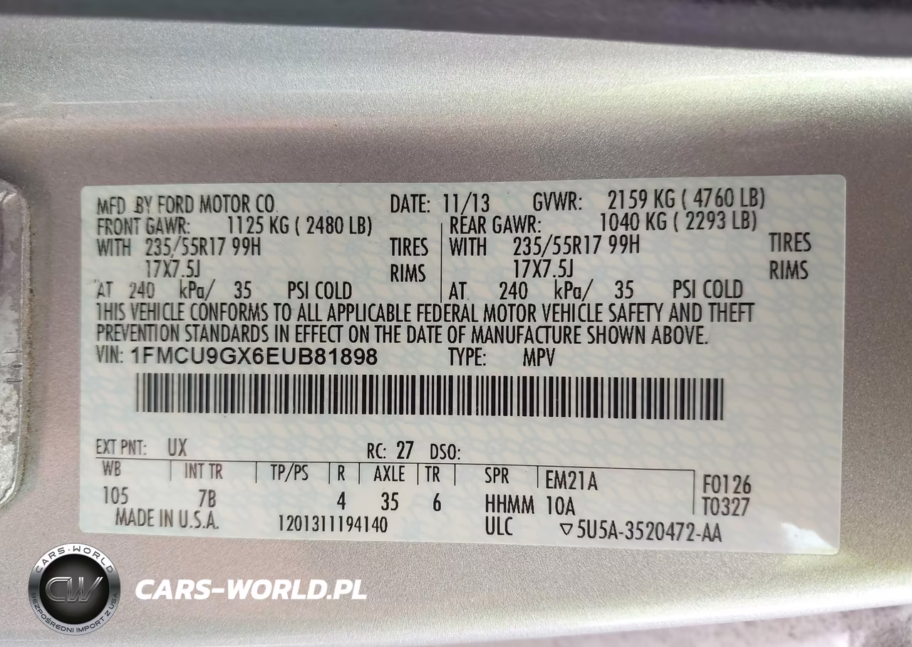 2014 Ford Escape Se VIN:1FMCU9GX6EUB81898 - 9