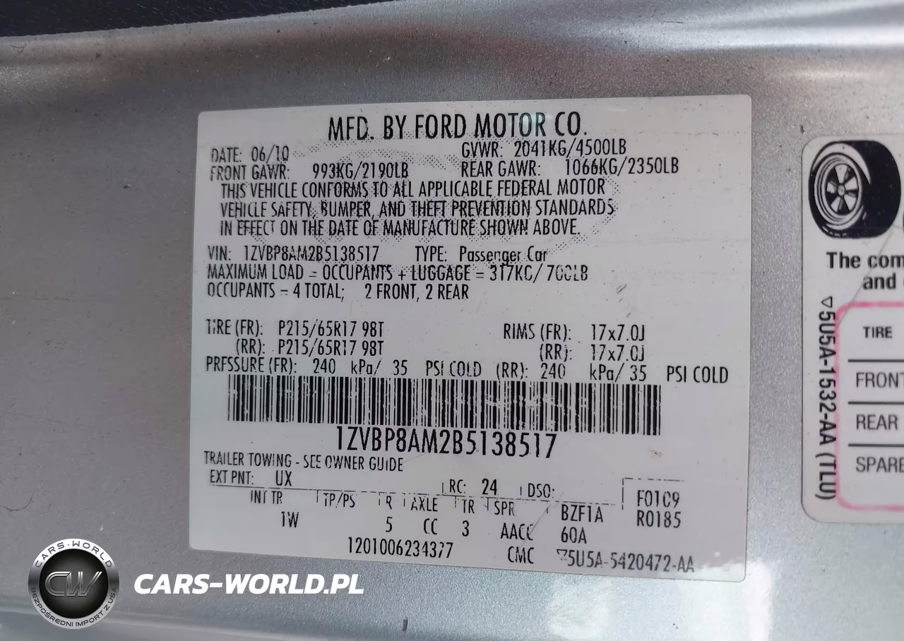 2011 Ford Mustang V6 VIN:1ZVBP8AM2B5138517 - 9