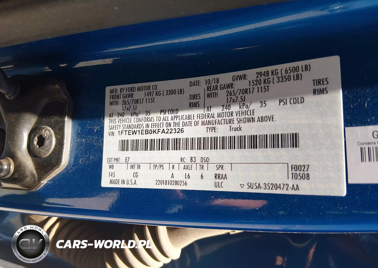 2019 Ford F-150 Xl VIN:1FTEW1EB0KFA22326 - 9