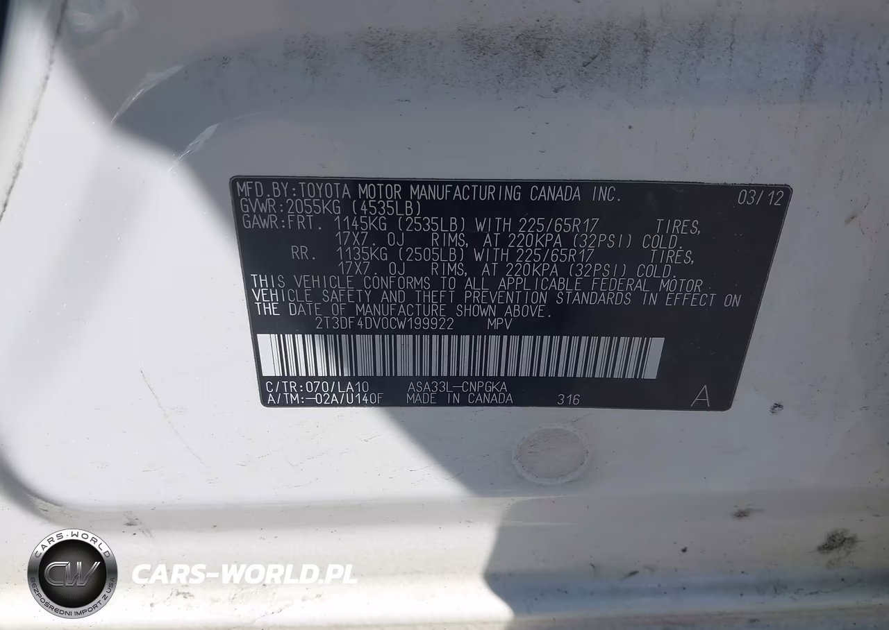 2012 Toyota Rav4 Limited VIN:2T3DF4DV0CW199922 - 9