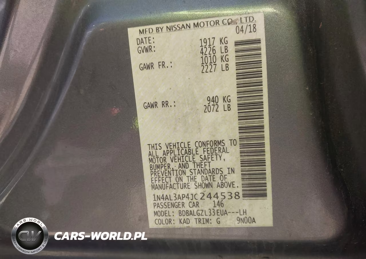 2018 Nissan Altima 2.5 S VIN:1N4AL3AP4JC244538 - 9