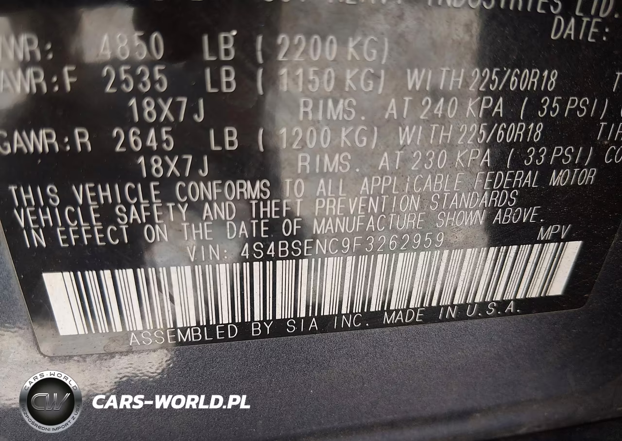 2015 Subaru Outback 3.6R Limited VIN:4S4BSENC9F3262959 - 9