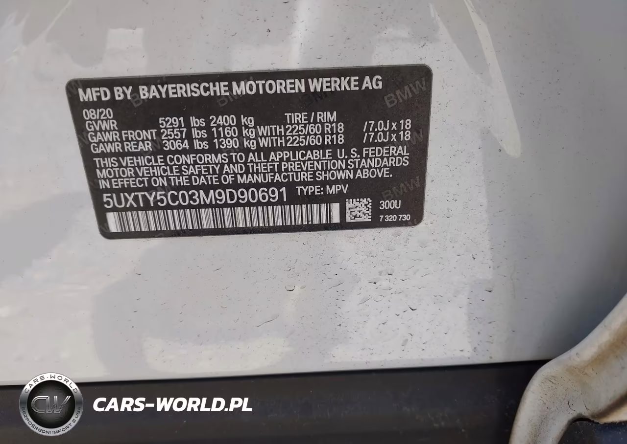 2021 BMW X3 xDrive30I VIN:5UXTY5C03M9D90691 - 9