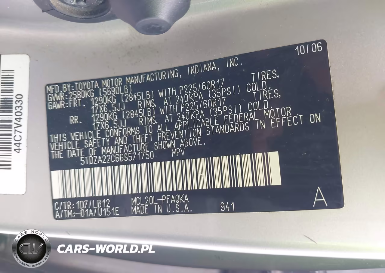 2006 Toyota Sienna Xle Limited VIN:5TDZA22C66S571750 - 9