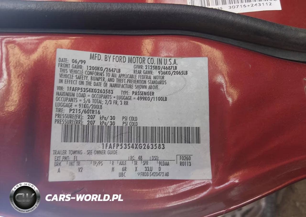 1999 Ford Taurus Se-Se-Ne VIN:1FAFP53S4XG263583 - 9