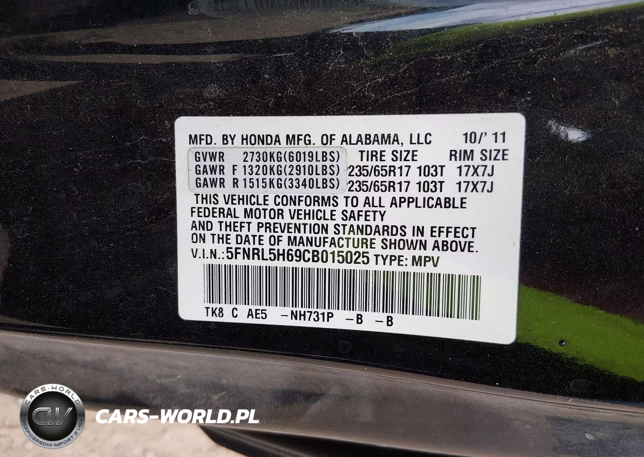 2012 Honda Odyssey Ex-L VIN:5FNRL5H69CB015025 - 9