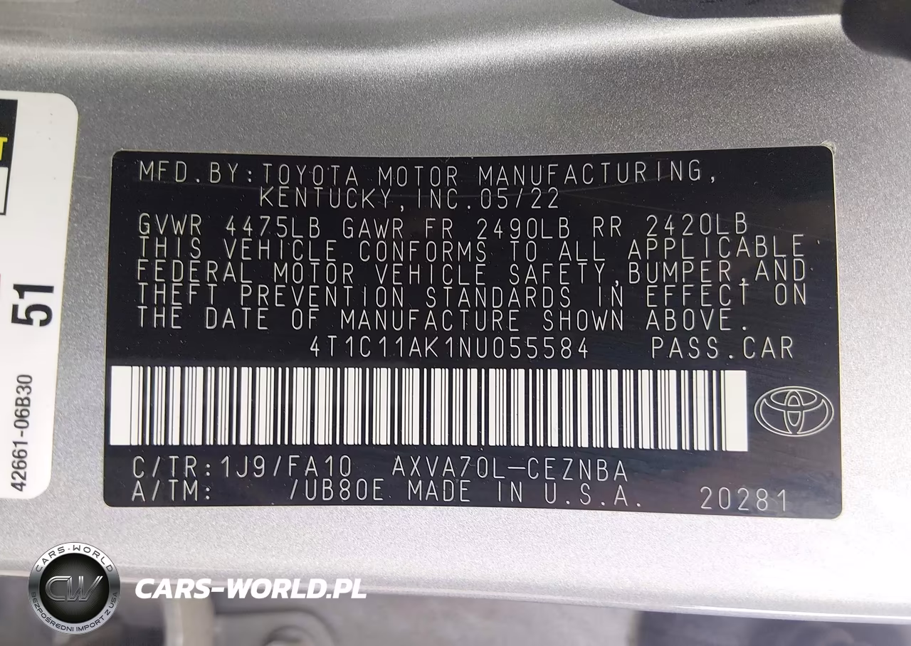 2022 Toyota Camry Le VIN:4T1C11AK1NU055584 - 9