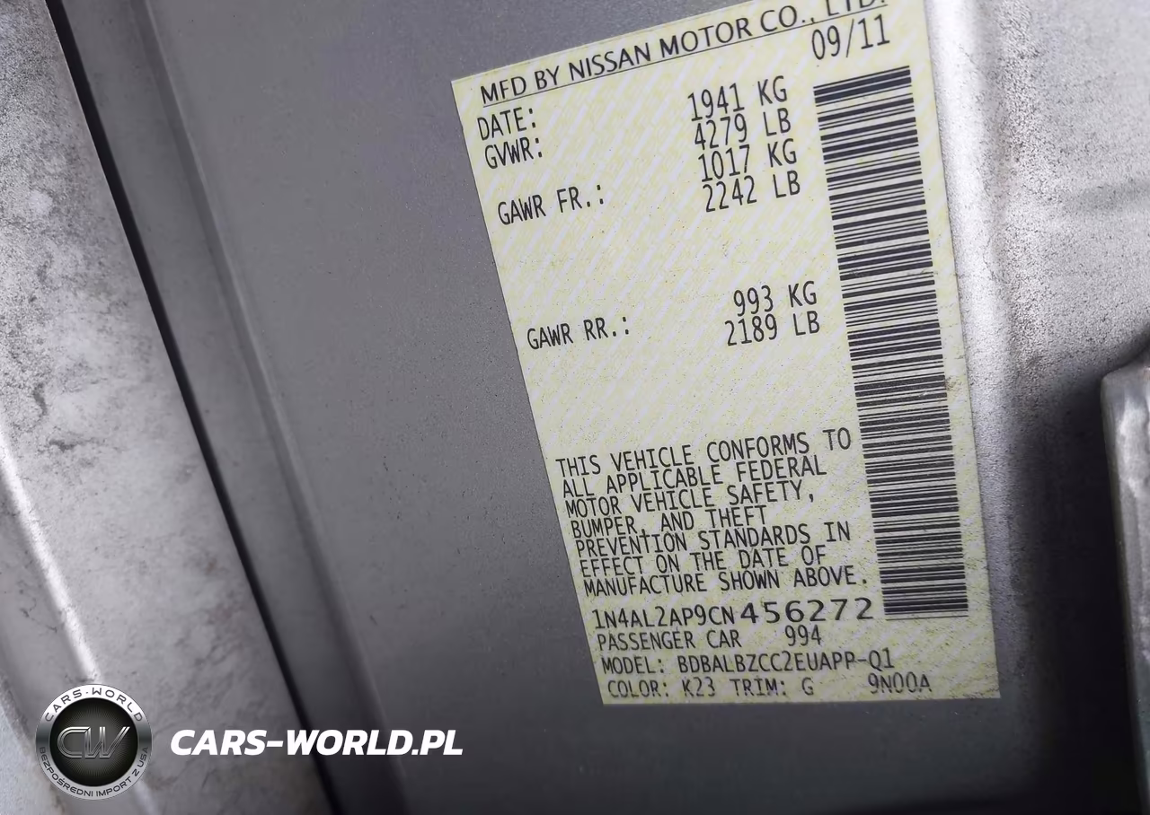 2012 Nissan Altima 2.5 S VIN:1N4AL2AP9CN456272 - 9