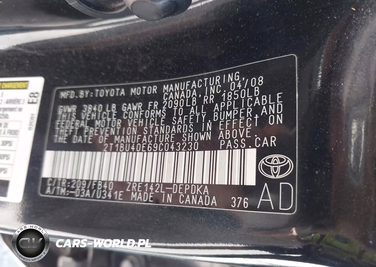 2009 Toyota Corolla Le VIN:2T1BU40E69C043230 - 9