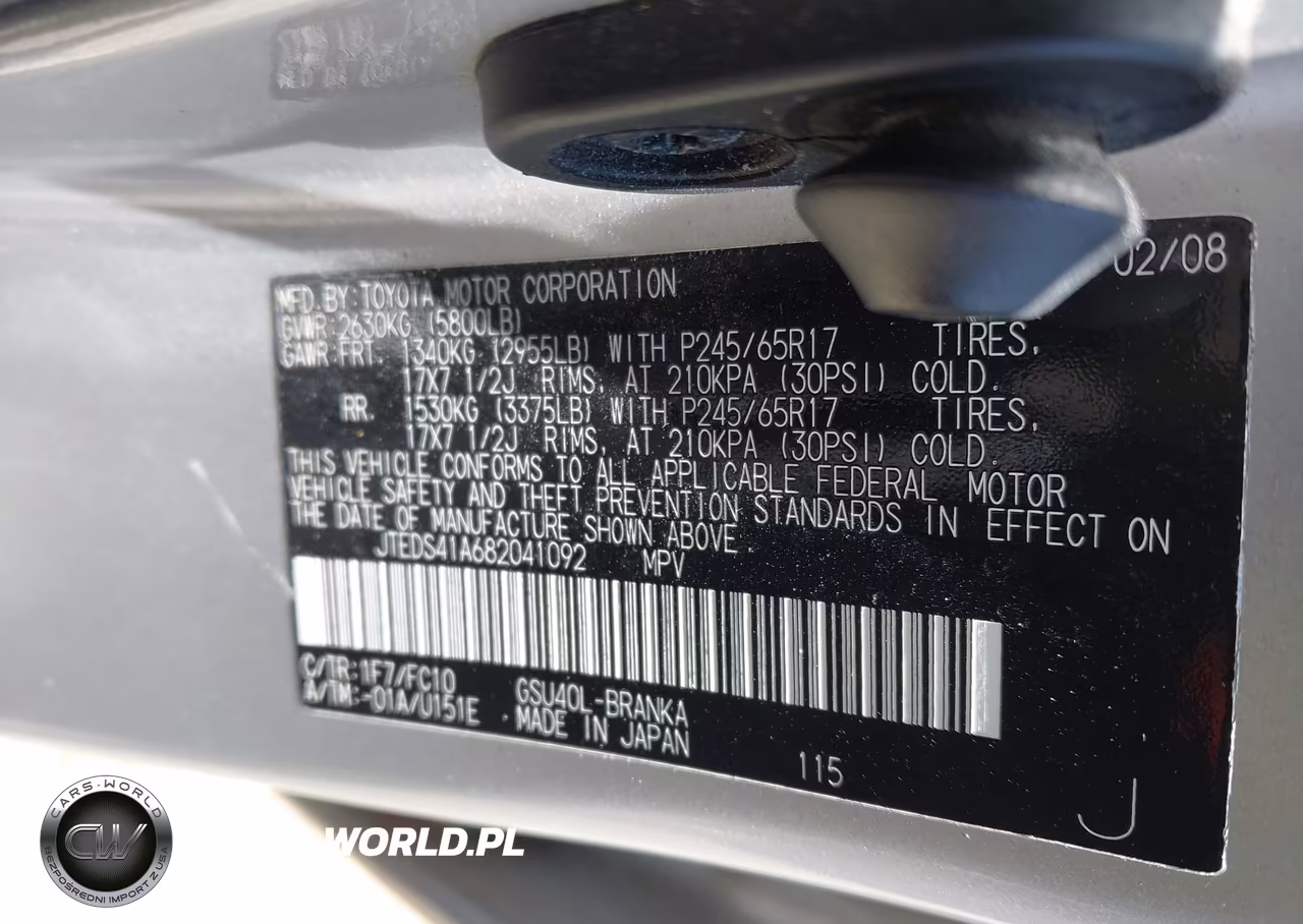 2008 Toyota Highlander VIN:JTEDS41A682041092 - 9