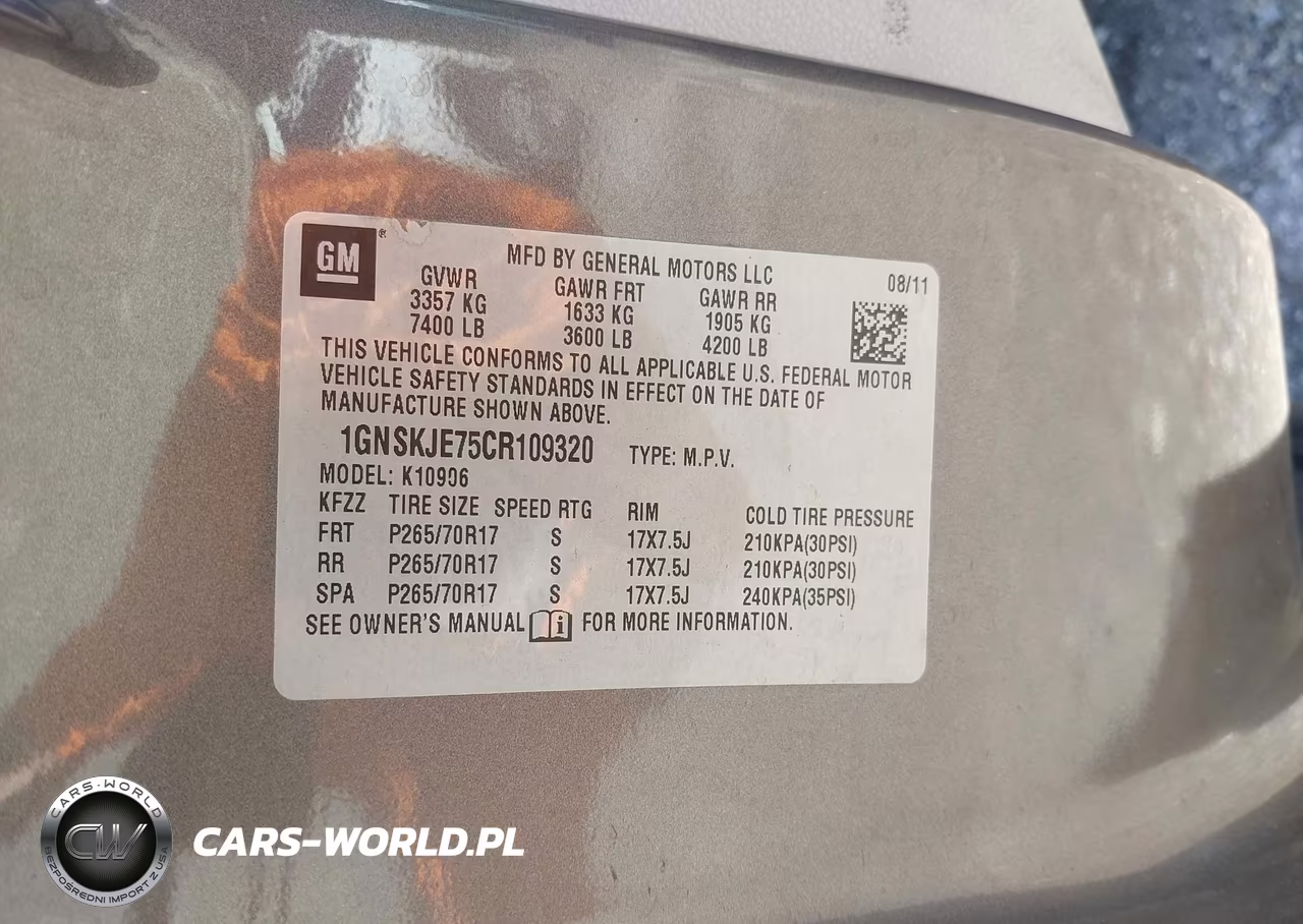 2012 Chevrolet Suburban 1500 Lt VIN:1GNSKJE75CR109320 - 9