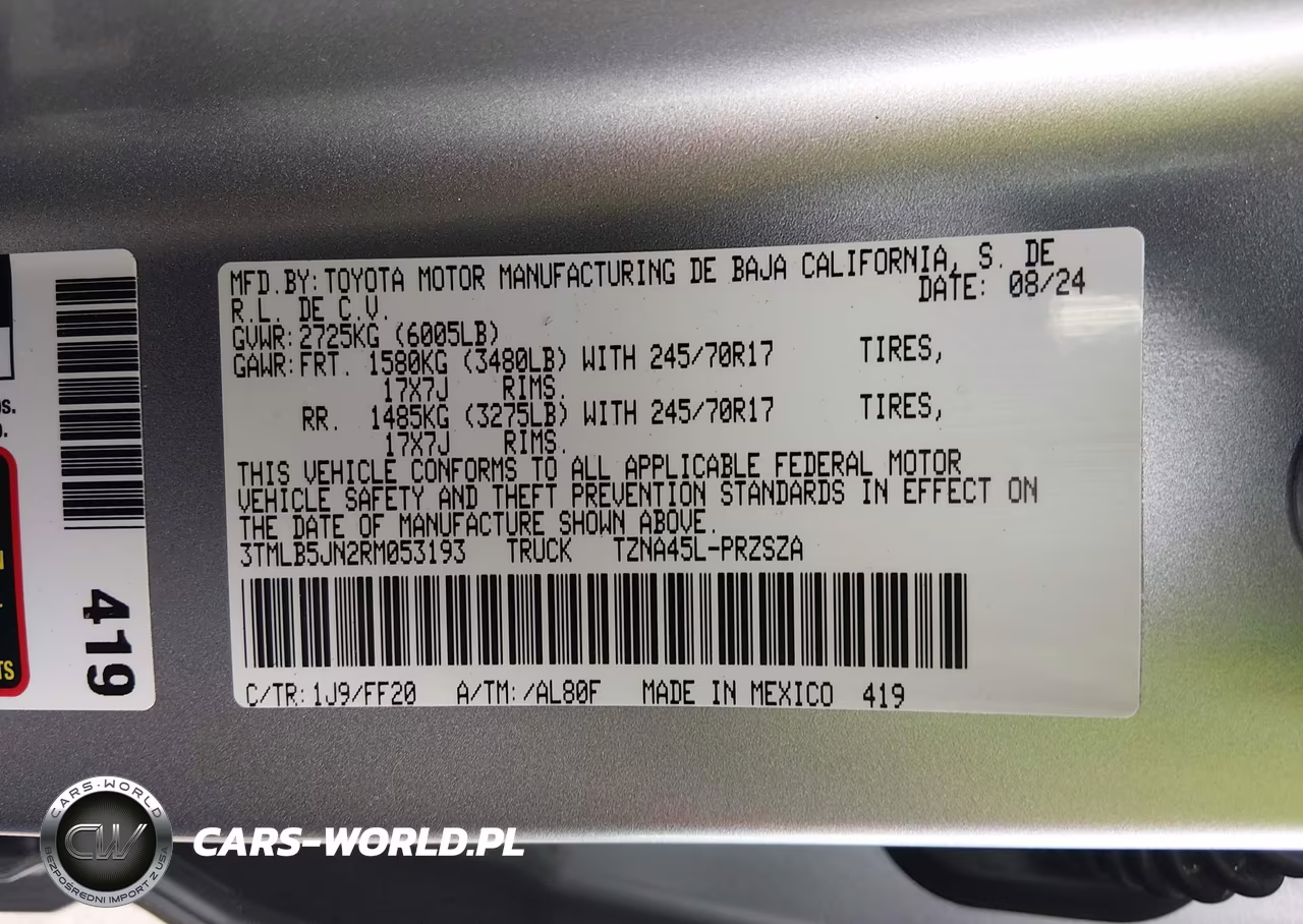 2024 Toyota Tacoma Sr5 VIN:3TMLB5JN2RM053193 - 9