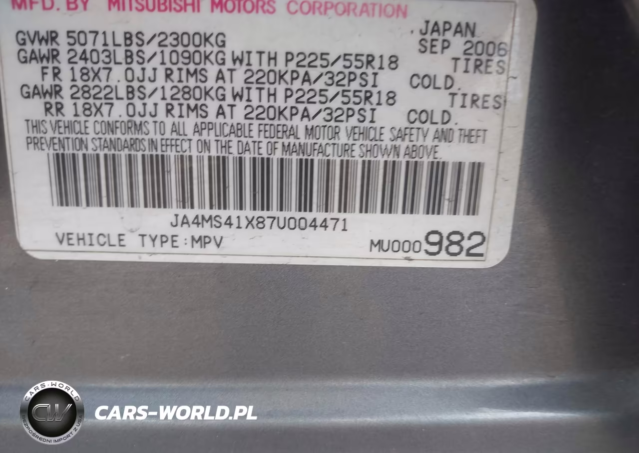 2007 Mitsubishi Outlander Xls VIN:JA4MS41X87U004471 - 9