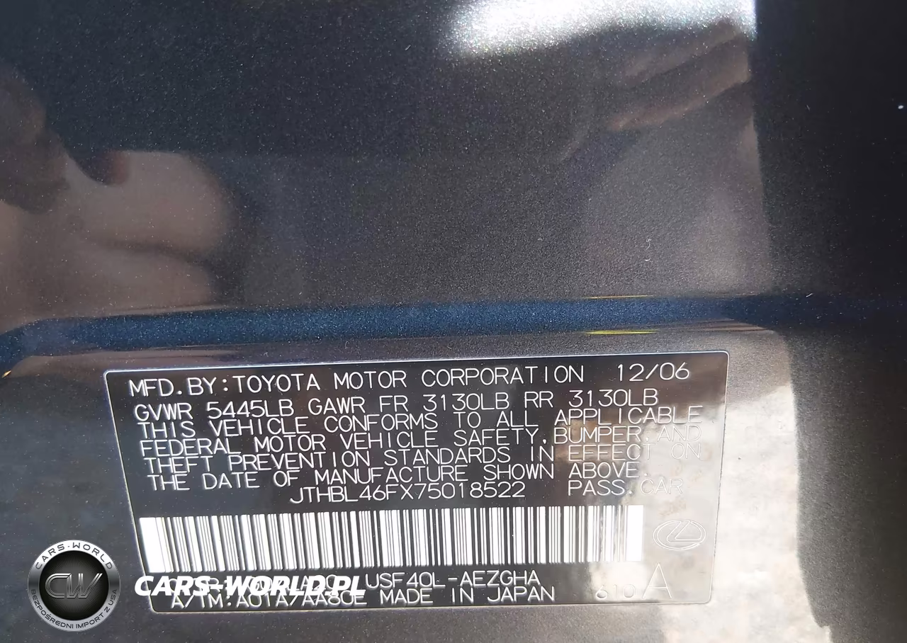 2007 Lexus Ls 460 VIN:JTHBL46FX75018522 - 9
