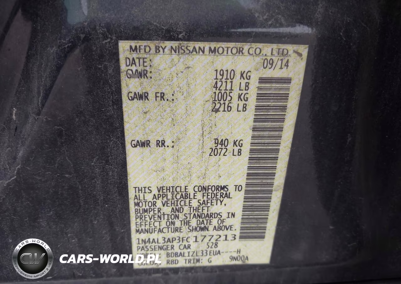 2015 Nissan Altima 2.5 Sv VIN:1N4AL3AP3FC177213 - 9