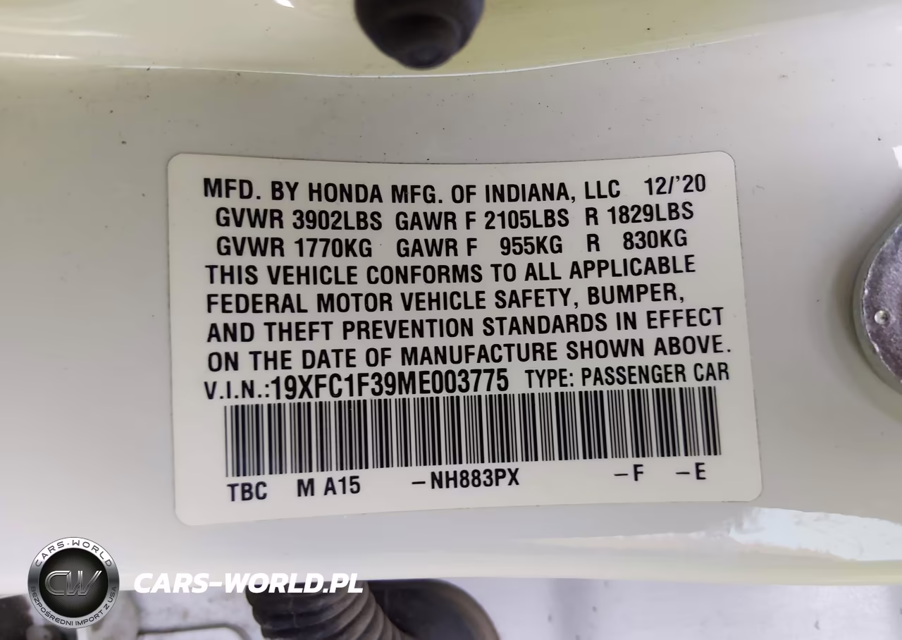 2021 Honda Civic Ex VIN:19XFC1F39ME003775 - 9