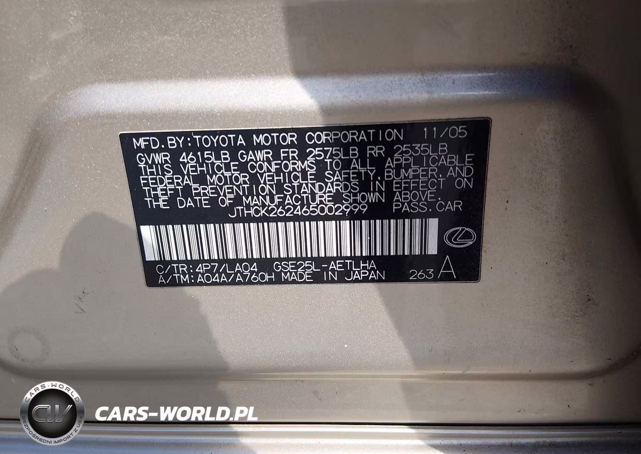 2006 Lexus Is 250 VIN:JTHCK262465002999 - 9