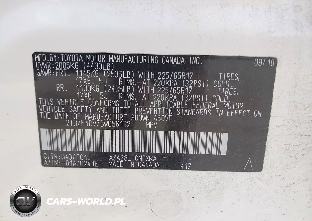 2011 Toyota Rav4 VIN:2T3ZF4DV7BW056132 - 9