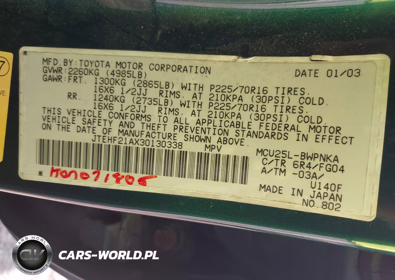 2003 Toyota Highlander V6 VIN:JTEHF21AX30130338 - 9