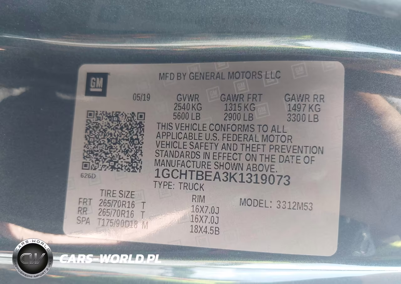 2019 Chevrolet Colorado Wt VIN:1GCHTBEA3K1319073 - 9