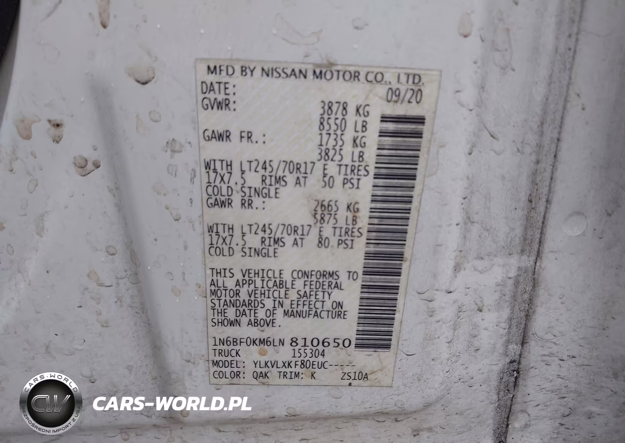 2020 Nissan Nv Cargo Nv1500 Sv Standard Roof V6 VIN:1N6BF0KM6LN810650 - 9