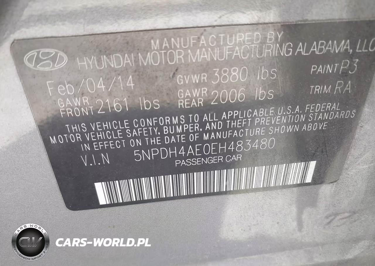 2014 Hyundai Elantra Se VIN:5NPDH4AE0EH483480 - 9