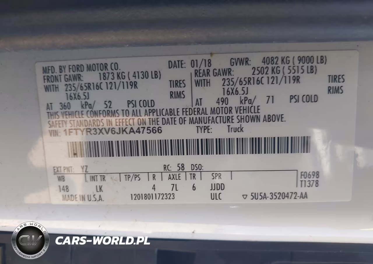 2018 Ford Transit-250 VIN:1FTYR3XV6JKA47566 - 9
