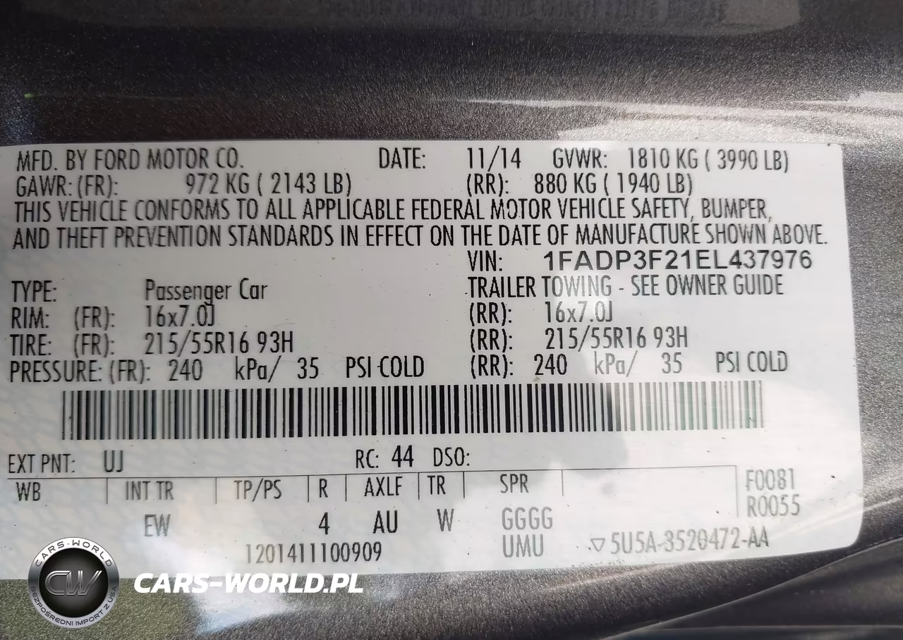 2014 Ford Focus Se VIN:1FADP3F21EL437976 - 9