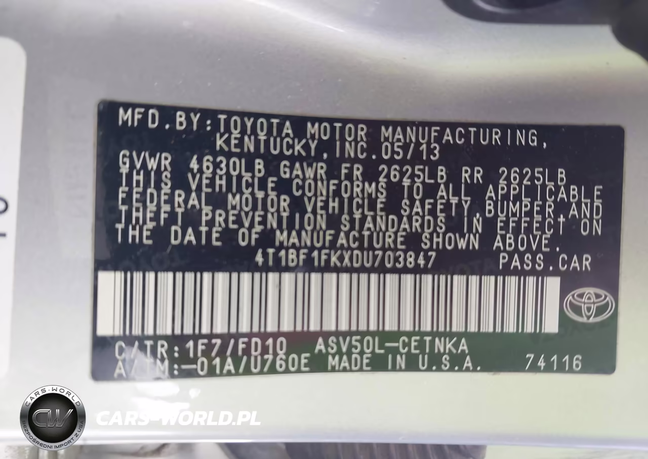 2013 Toyota Camry Le VIN:4T1BF1FKXDU703847 - 9