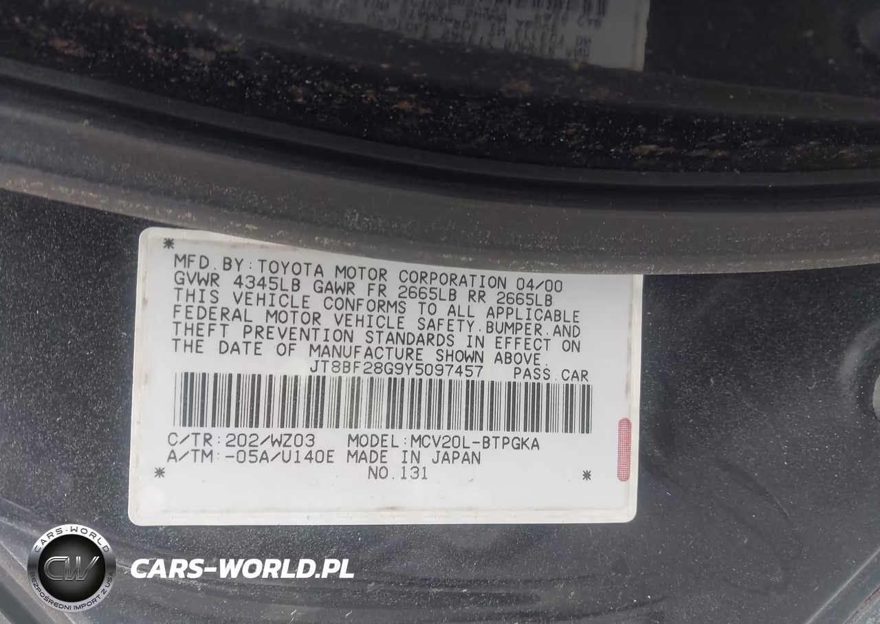 2000 Lexus Es 300 VIN:JT8BF28G9Y5097457 - 9