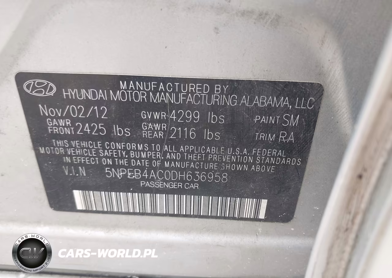 2013 Hyundai Sonata Gls VIN:5NPEB4AC0DH636958 - 9